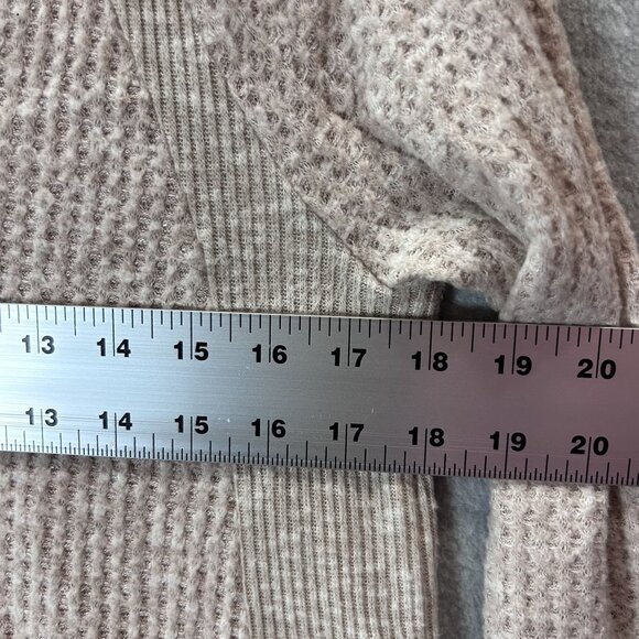 Eri + Ali Anthropologie Womens Small Beige Top Waffle Knit Long Sleeve Thermal - Picture 4 of 12
